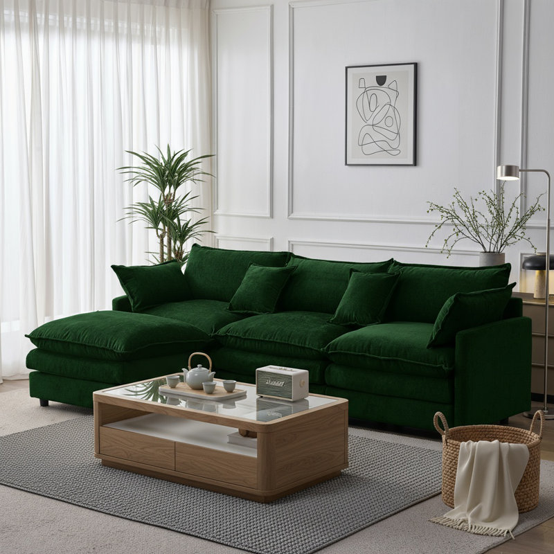 105" Modular Sectional Couch, Green