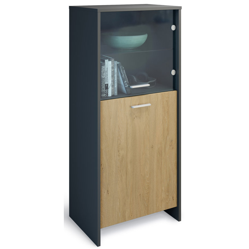 Dunnavent 53 cm W Display Cabinet, Oak/Dark Blue