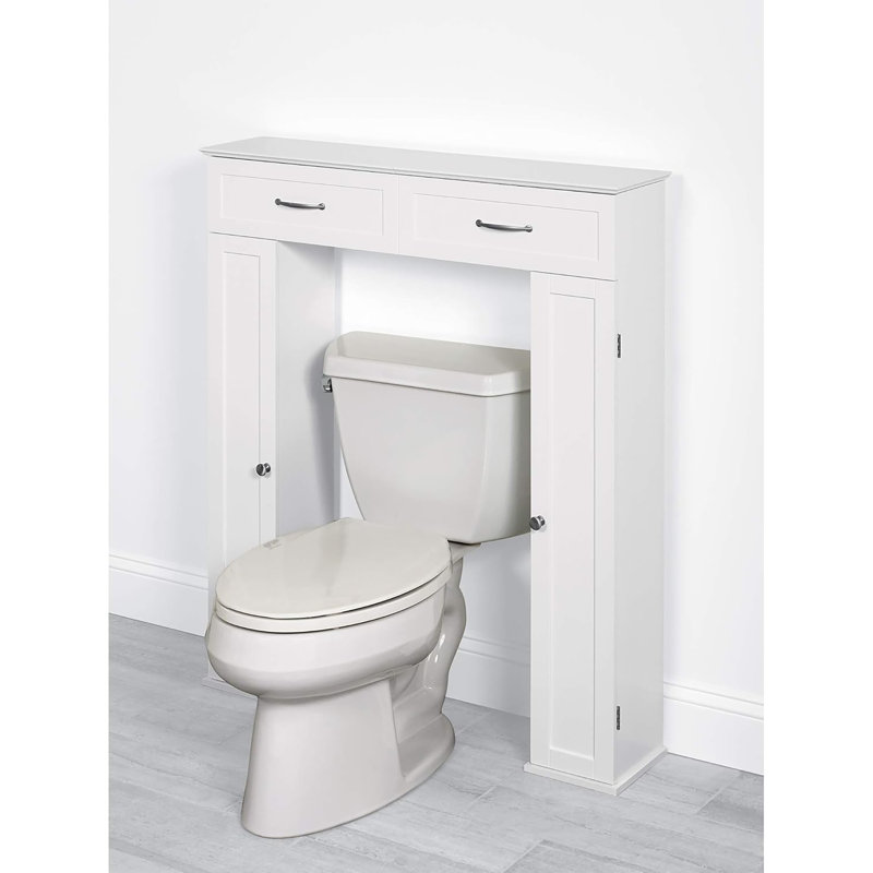 Over-the-Toilet Storage Cabinet with 2 Doors and 6 Adjustable Shelves, White