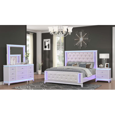 Ensemble de chambre à coucher 4 pièces avec DEL