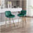 26 Inches, 2 Bar Chairs, with Chrome Foot Pads Velvet Material Bar Stool, Golden Legs Simple Bar Stool, Green-766049154-766049177