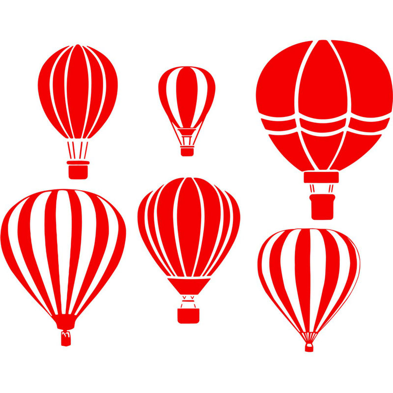 Adhésif décoratif montgolfière Westphalia (ensemble de 6), Rouge