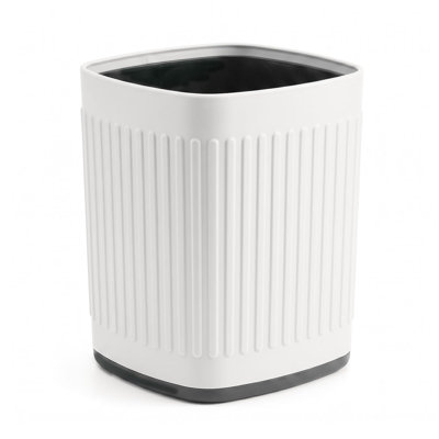 Poubelle de salle de bain en métal de 6,8 litres (1,8 gallon), étanche, base antidérapante, ouverture sur le dessus, blanche