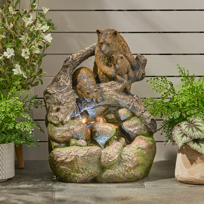 Handcrafted Outdoor Sculptural Fountain with Lights