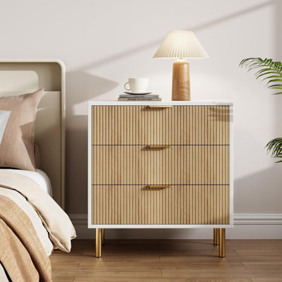 Dresser, Modern 3 Drawer Dresser For Bedroom With Gold Handle And Large Drawer, Wood Double Chest Of Drawers And Storage Organizer For Living Room, Ha by Mercer41