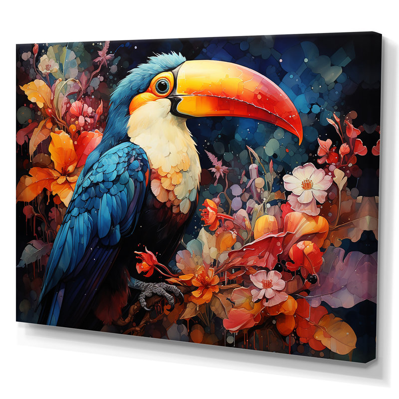 «Tropical Toucan Portrait I - Toucan Animal», art mural, Toile tendue, H 24 po x l 32 po x P 1 po