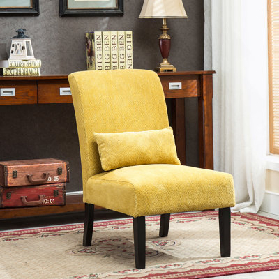 Élégante chaise d'appoint sans accoudoirs en tissu chenille avec coussin, pour des espaces contemporains et un confort accru