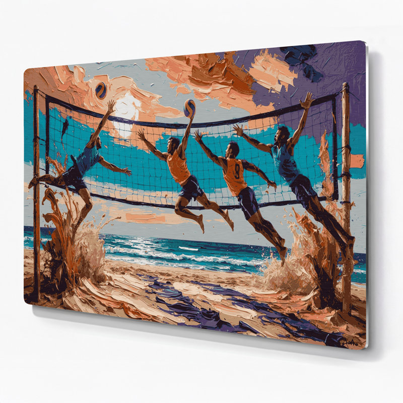Art mural en métal beige Sports Bossaball, H 144 po x l 216 po x P 0,05 po