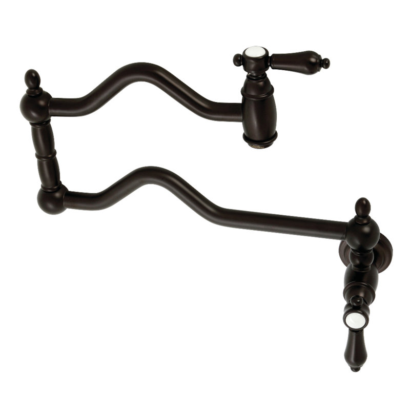 Kingston Brass Heirloom Two-Handle 1-Hole Wall Mount Pot Filler Faucet, Oil Rubbed Bronze