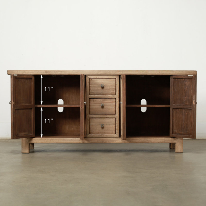 77“ Long Three Drawers Sideboard Weathered Natural