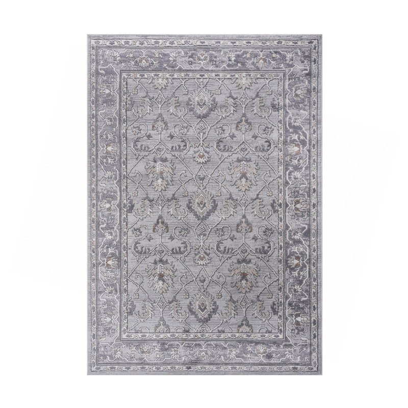 Collection 5X7 Ivory/Grey/Oriental Non-Shedding Living Room Bedroom Dining Home Office Stylish And Stain Resistant Area Rug