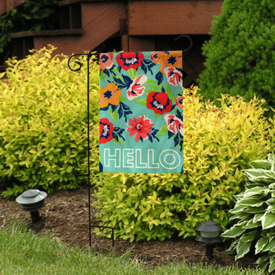 Hello Floral Spring Burlap Garden Flag