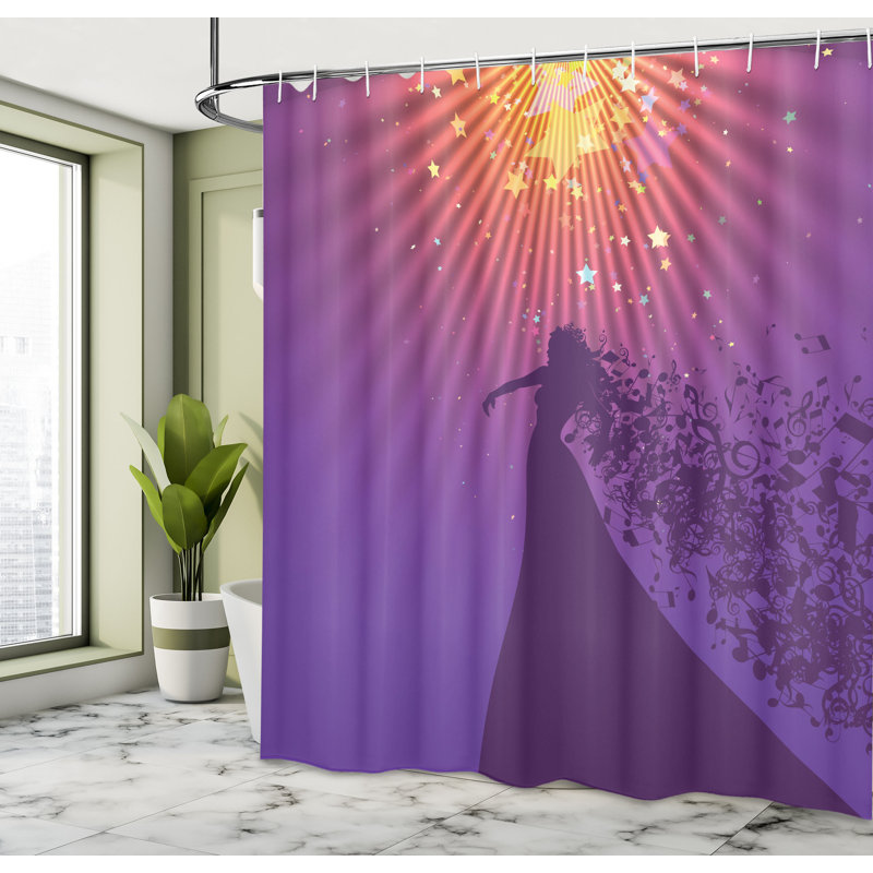 Dakota Fields Diva Shower Curtain Opera Singer Musical Notes Multicolor, 84"H x 69"W