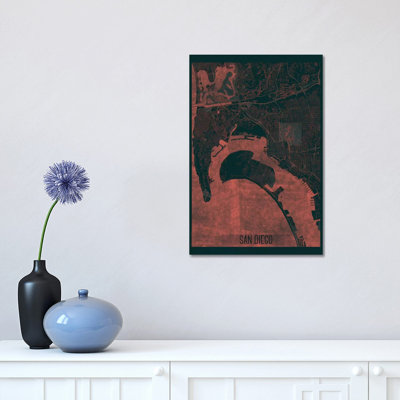 San Diego Infrared Urban Blueprint Map by Hubert Roguski - Wrapped Canvas Painting