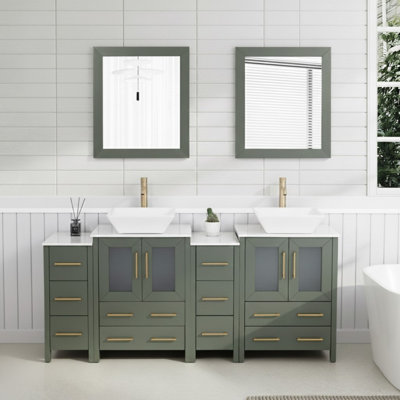  Ensemble de meuble-lavabo double 72 "avec miroir