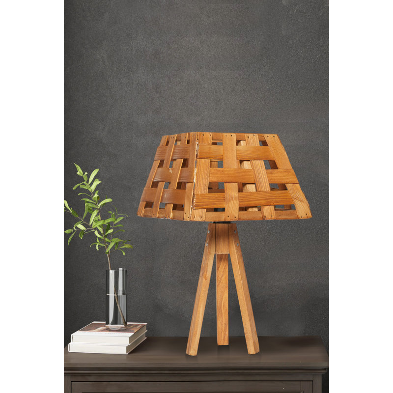 Lampe trépied en bois massif Sipan, Teck naturel