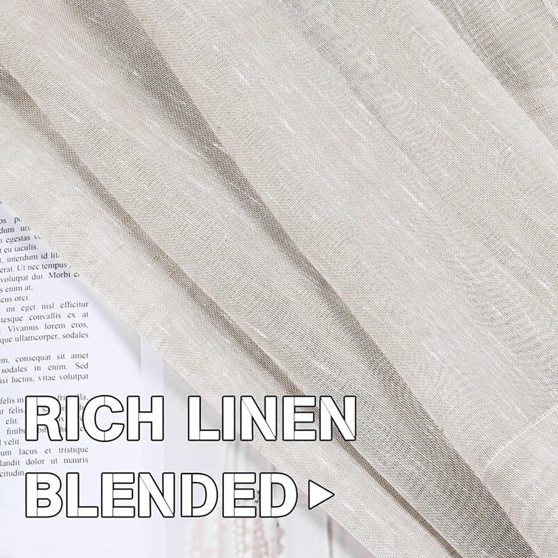 Rideau en lin, Naturel, L 52 po x L 108 po