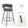 Rezki 28" Counter Height Bar Stools Set of 3 - 360° Swivel with Suede Fabric & Modern Woven Design, Backrest & Footrest for Kitchen Cafe Pub