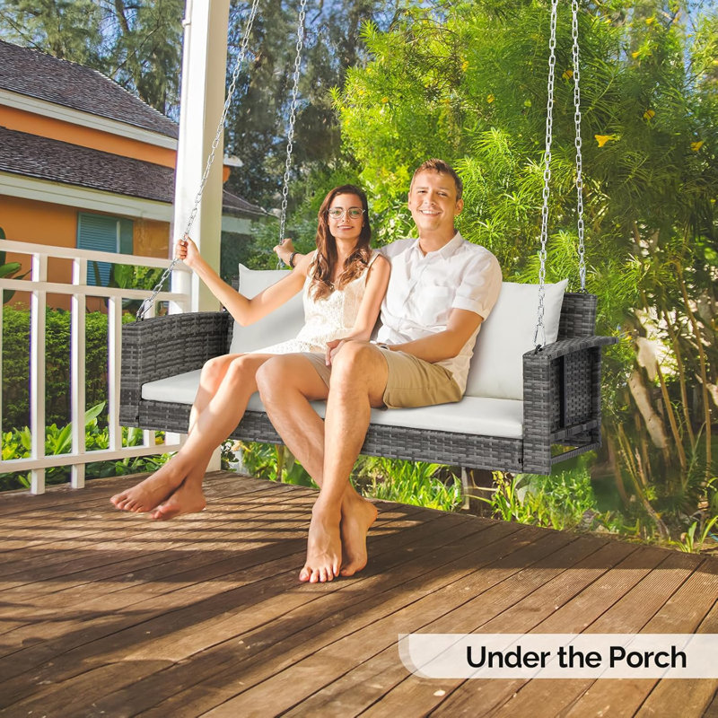 3 Person Porch Swing, Gray, White