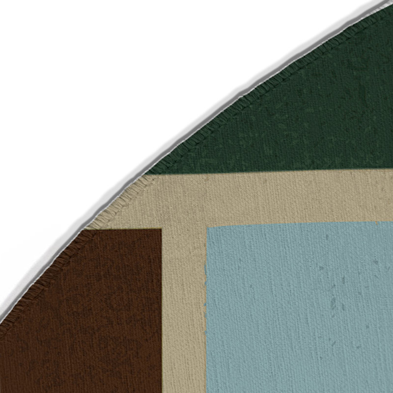 Gridded Growth Indoor And Outdoor Area Rug, Round 5'
