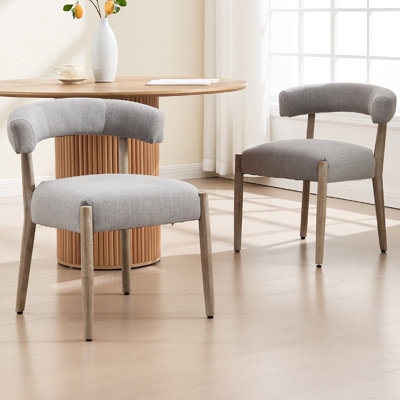 Modern Upholstered Side Dining Chairs With Curved Backrest, With Solid Wood Frame, For Dining Room/Living Room by George Oliver