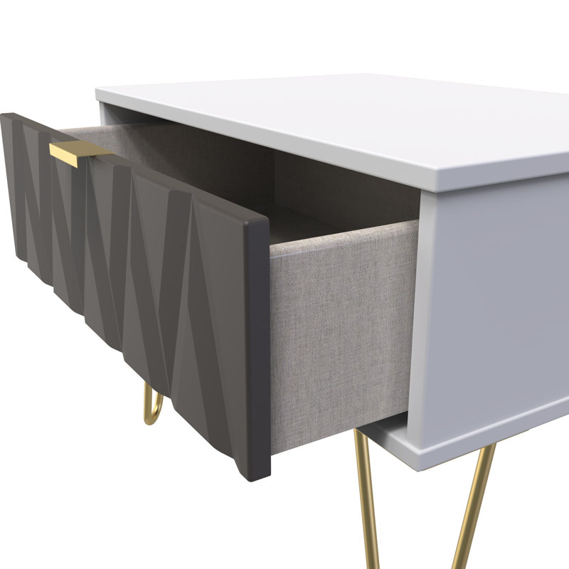 Baturhan 58cm W Manufactured Wood Bedside Table, Graphite/Grey