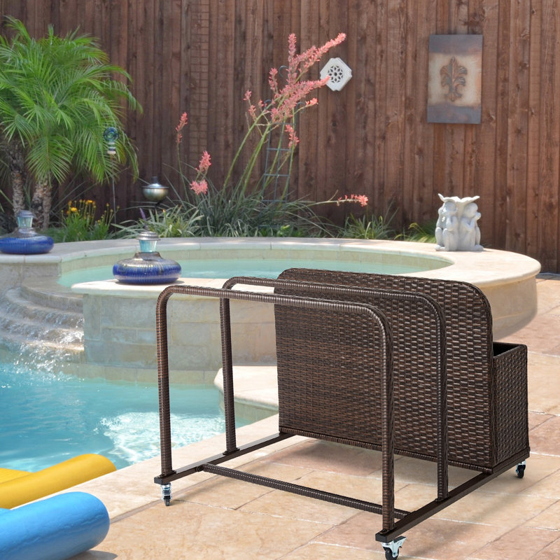Coffre de terrasse en osier avec roues 140 gallons Patio Novagarden, Brun