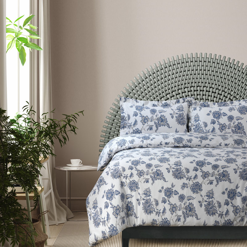Ayana Flannel Duvet Cover, Queen Duvet + 2 Standard Shams, Deep Blue