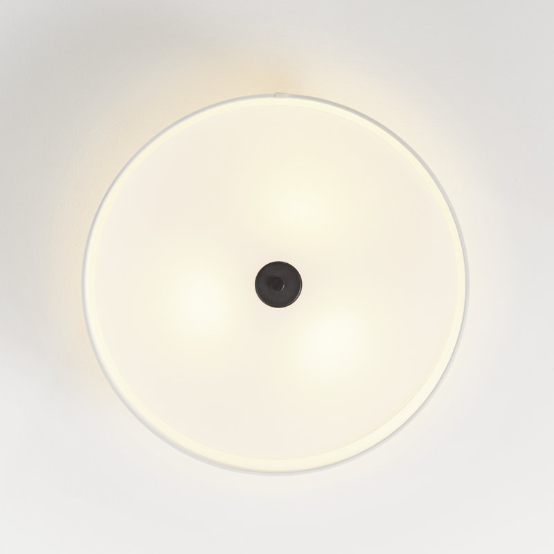 Rory 3 Light Fabric Semi Flush Mount, Burnished Brass, 9.5" H x 19" W x 19" D