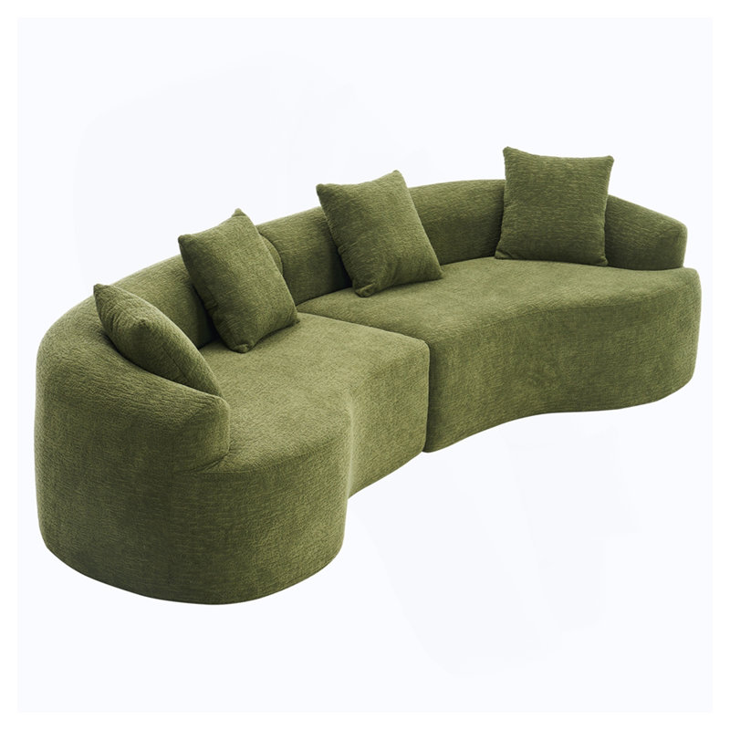 Canapé double courbé à compression en chenille, Vert