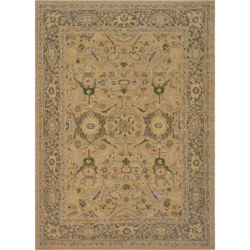 Agra Wool Oriental Area Rug in Brown/Gray