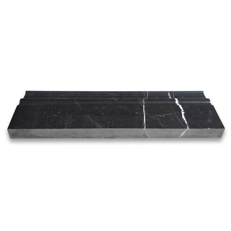 4" x 12" Marble Chair Rail / Crown Tile Trim in Black