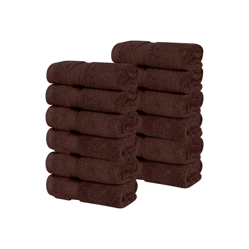 Débarbouillette à absorbant super doux à chevrons Salih Zero Twist, Espresso