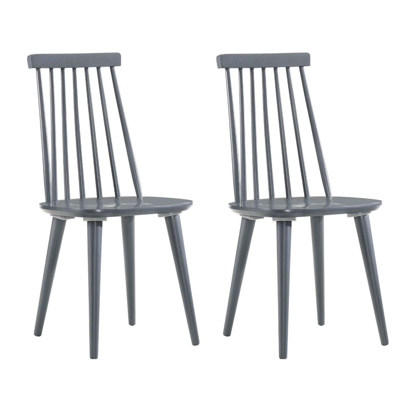 Delphina 17" Wide Mid-Century Modern Solid Wood Windsor Back Dining Chair, Grey