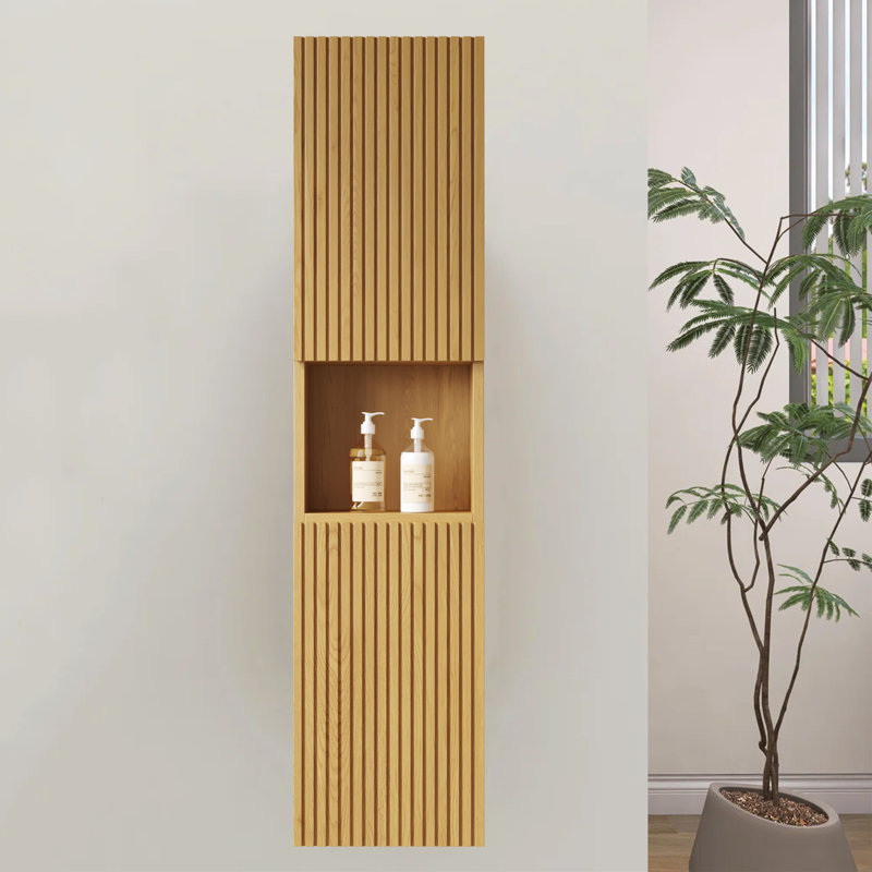 Armoire de salle de bain flottante 59 po - Armoire de rangement moderne avec charnières à fermeture en douceur DTC, écologique E1 - Pour salle de bain, cuisine, appartement, hôtel