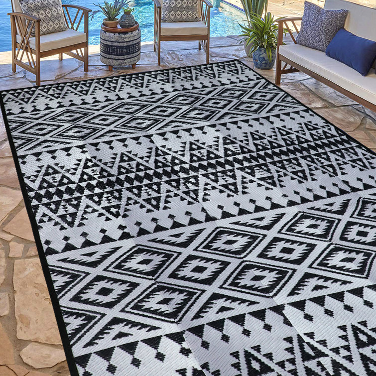 Outdoor Rugs for Patios Clearance 6' X 9' Reversible Easy Cleaning Patio Rug  Portable Comfortable Woven Outdoor Carpet