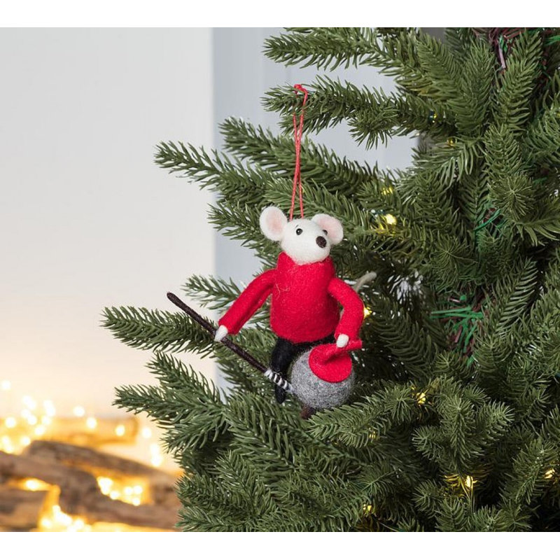 Curling Mouse Ornament