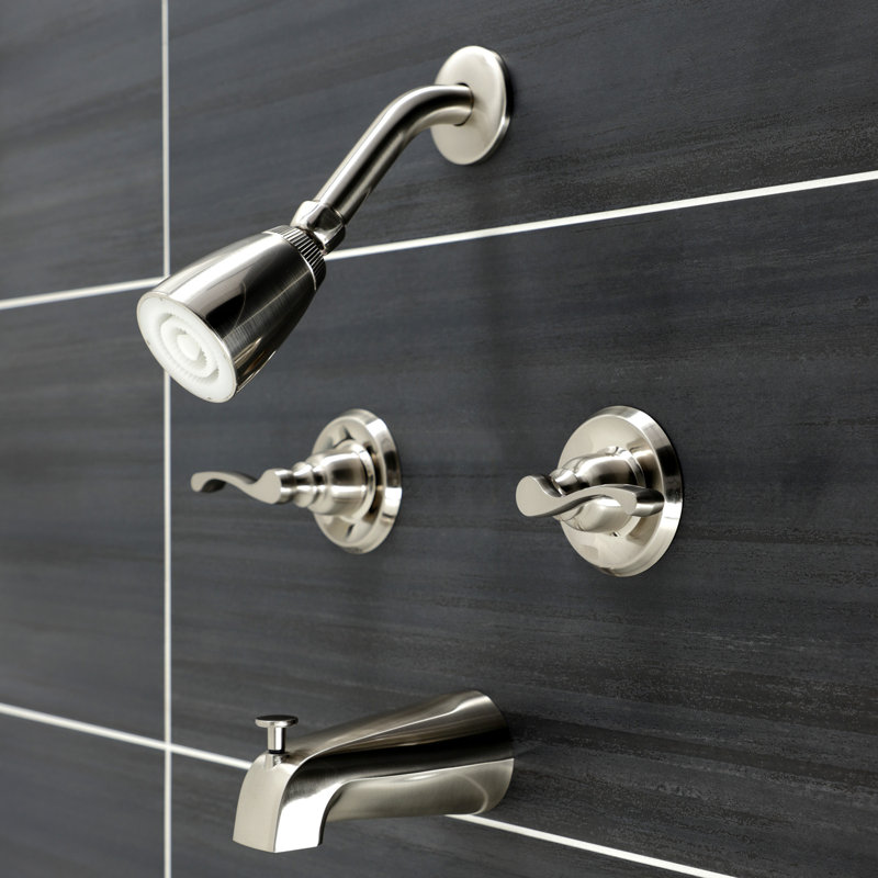 Robinet de baignoire et douche Kingston, Nickel brossé