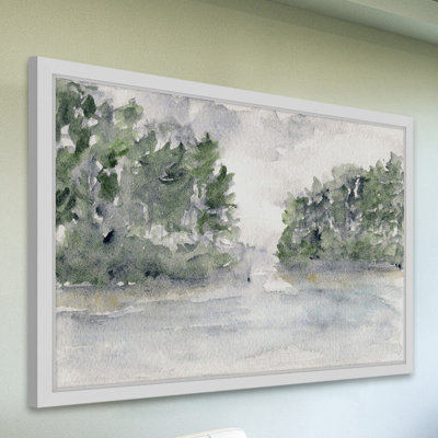 « pluie lake landscape », reproduction d’art encadrée