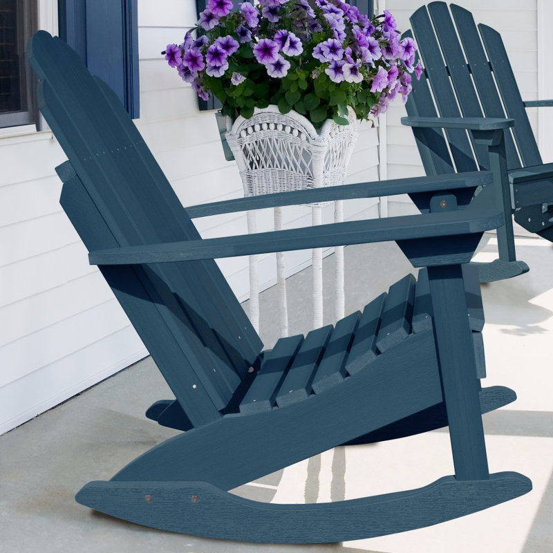 Chaise berçante d'extérieur en plastique Anette, Bleu Nantucket