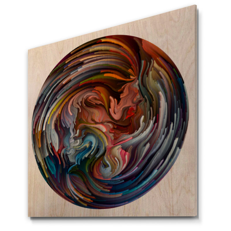 Circle Colorful Liquid Color Flow II - Modern Print, 30" H x 30" W x 1" D, Black Picture Frame