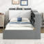 Lit plateforme simple avec tête de lit à rangement, tablettes, 2 tiroirs de rangement en tête de lit robustes gris, pour plus d'efficacité