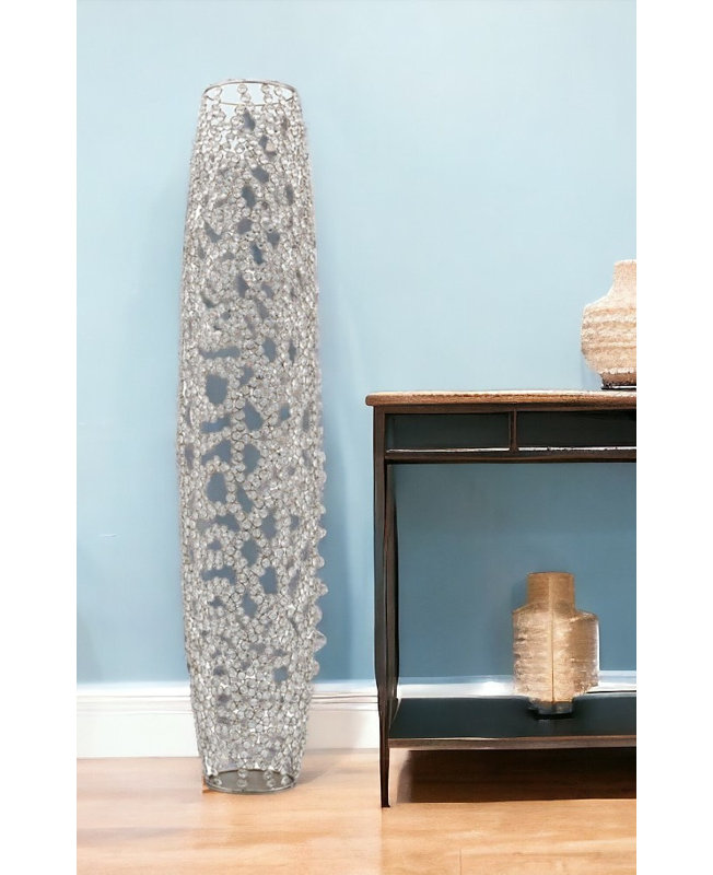 Vase de plancher Babylone Rama, H 47 po x l 9 po x P 9 po, Cristal