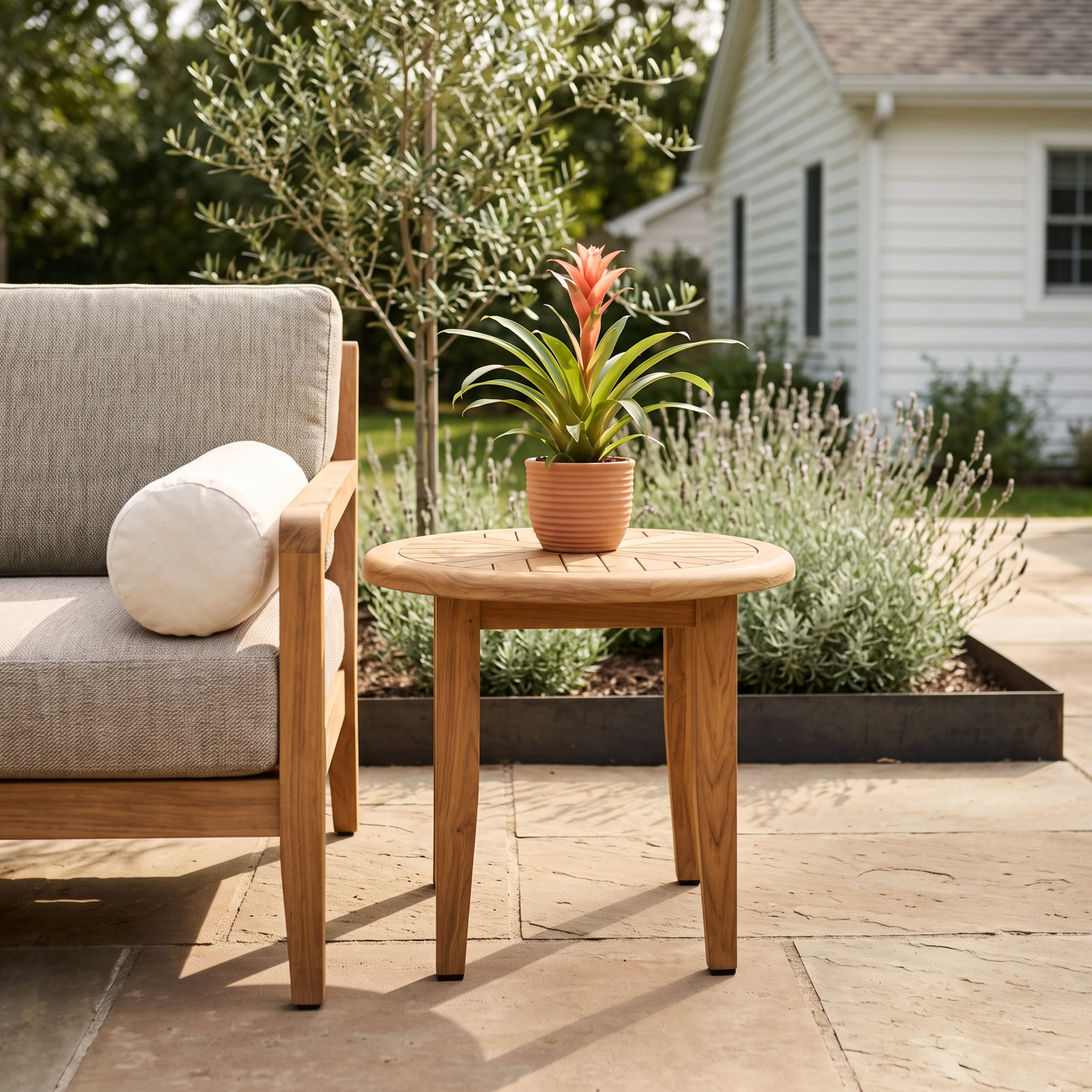Akiva 24" Teak Patio Side Table