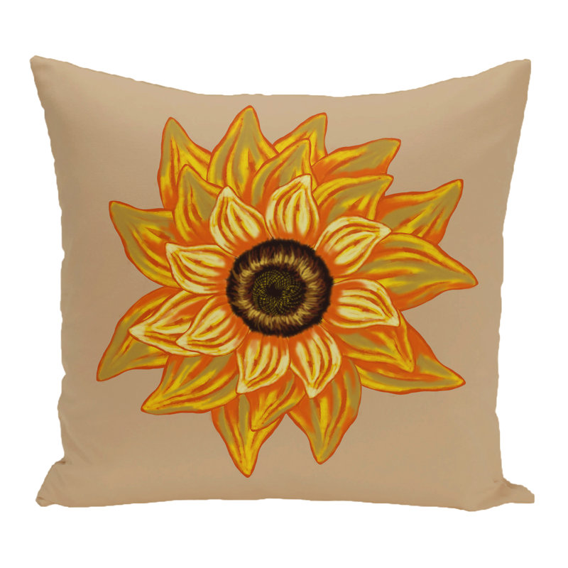 Floral Outdoor Reversible Throw Pillow, Beige
