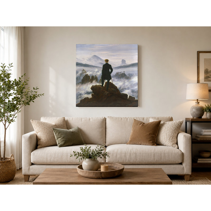 Wanderer au-dessus de la mer de brouillard (1818) - art mural carré sur toile, 16" W x 16" H
