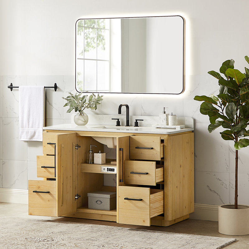 Ensemble de meuble-lavabo simple 54 po avec miroir Pierre