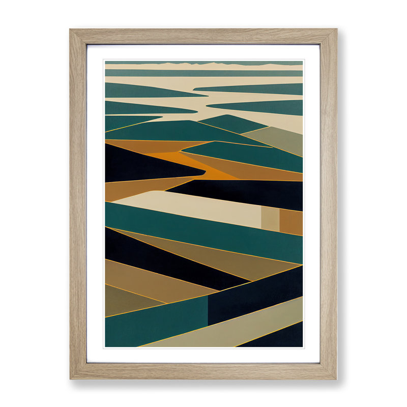 Shining Abstract Art - Single Picture Frame Print, 64cm H x 46cm W x 2cm D, Oak Framed