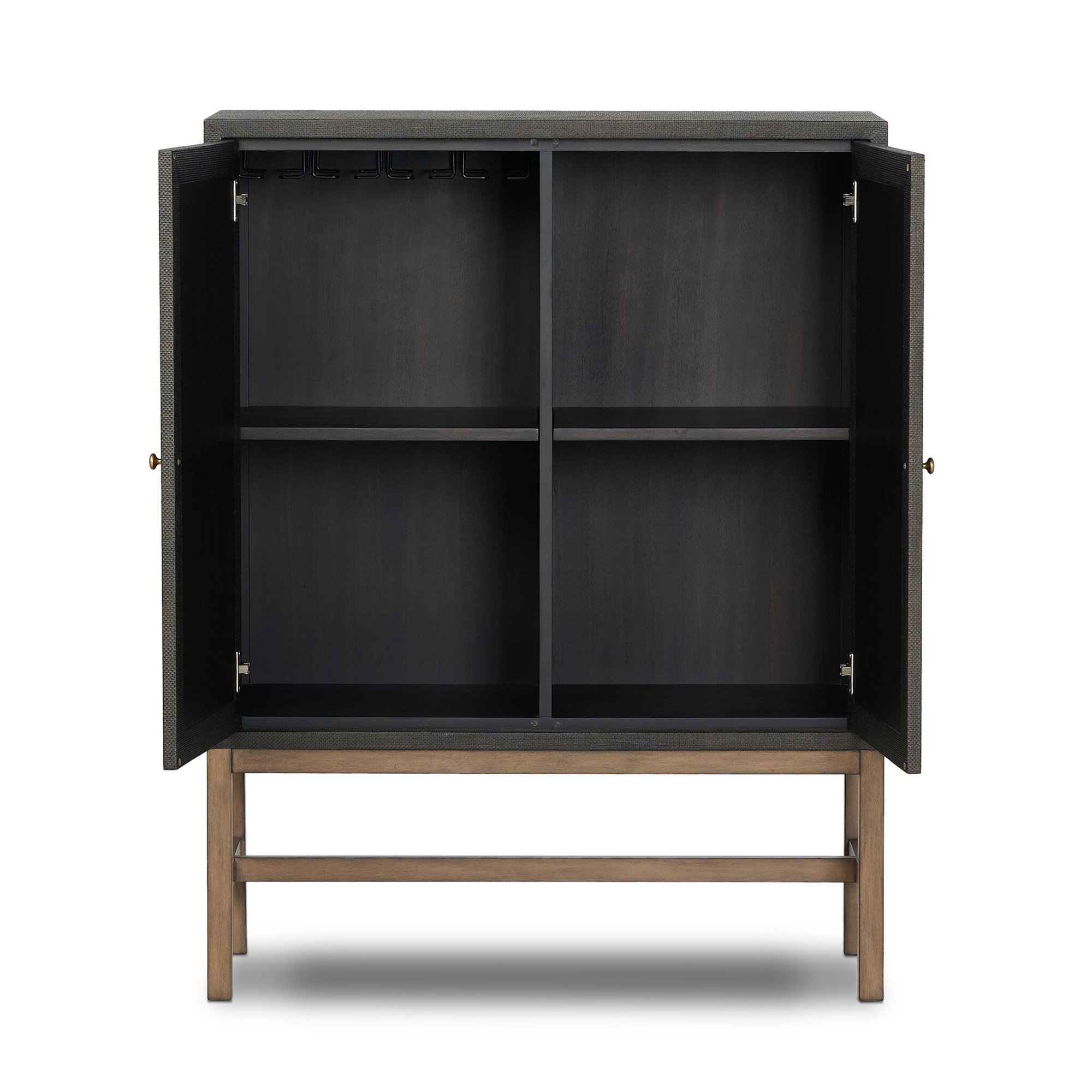 Hakana Bar Cabinet-Black Raffia, Black Raffia