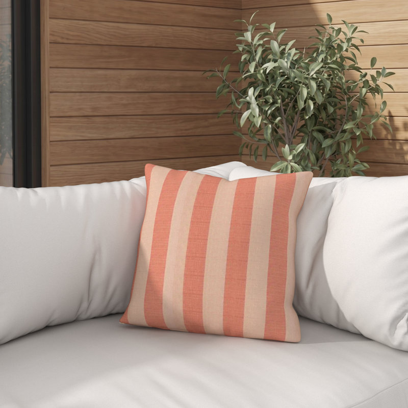 Coussin décoratif intérieur / extérieur Lani Sunbrella®, Rose / crème, Carré 20 po